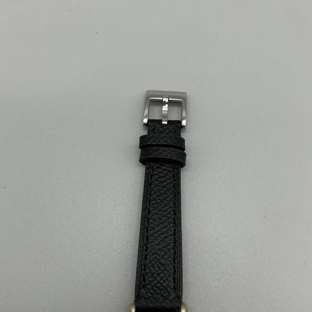 Vintage Seiko Womens Watch 17mm Gold Tone Black Leather 1400-5039 New Battery